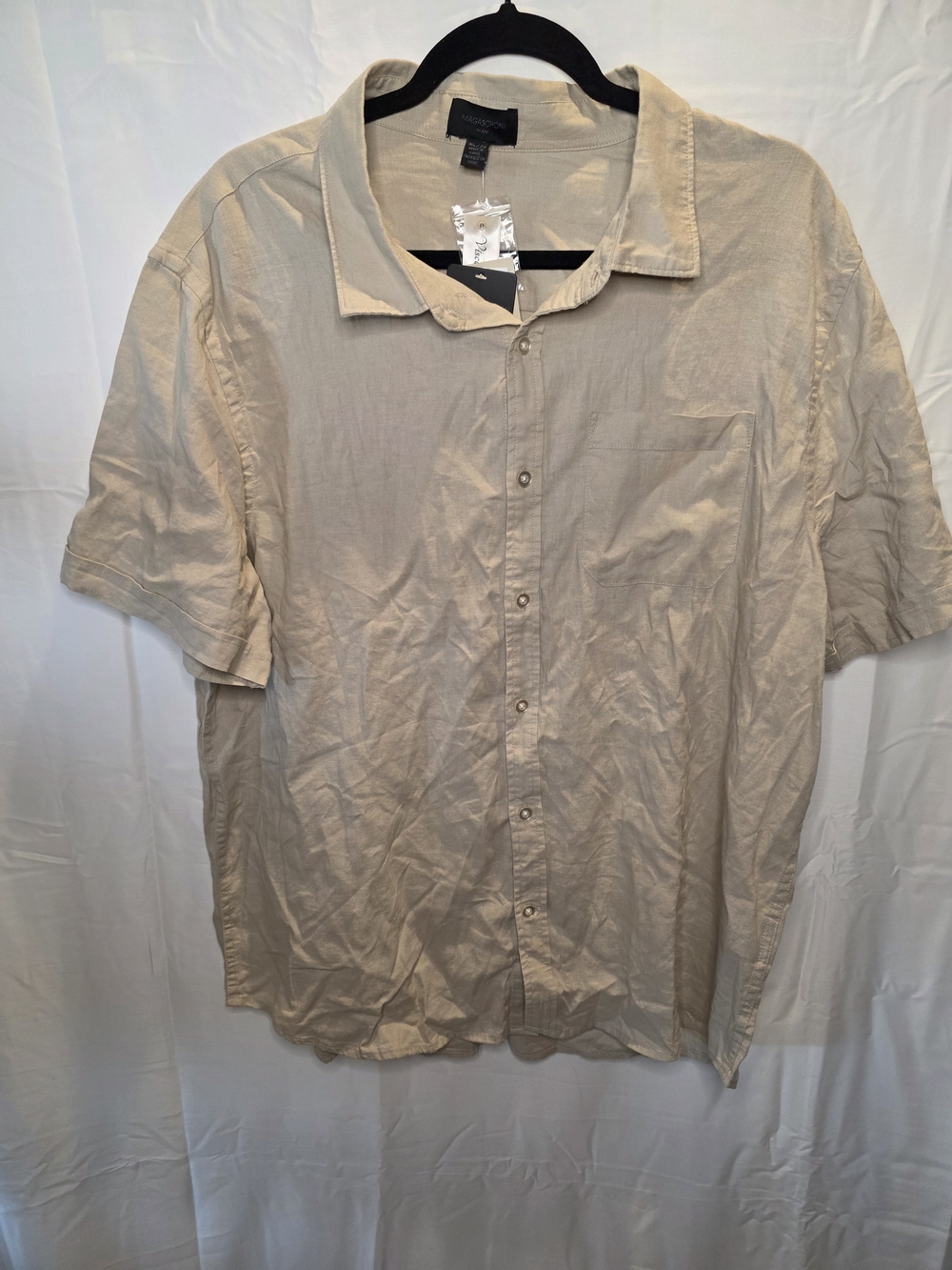 Magaschoni Men's Short-Sleeve Button-Down Shirt - Beige Cream